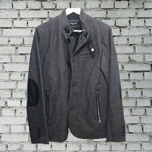 Kenneth Cole Men's XL Blazer Jacket Charcoal, textured Elbow Patches